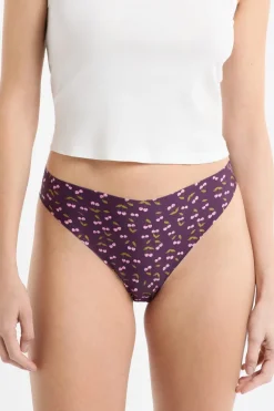 Tanga de microfibra sin costuras con motivos de cerezas