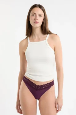 Tanga de microfibra y encaje