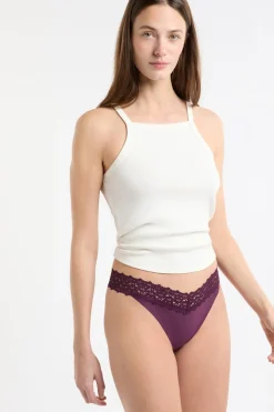 Tanga de microfibra y encaje