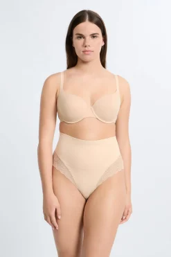 Tanga de talle alto moldeador con detalles de encaje - Sujeción media