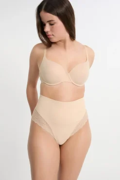 Tanga de talle alto moldeador con detalles de encaje - Sujeción media