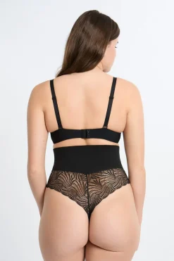 Tanga de talle alto moldeador con detalles de encaje - Sujeción media
