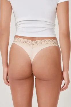 Tanga en V de microfibra y encaje