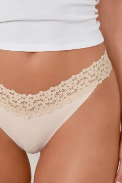 Tanga en V de microfibra y encaje