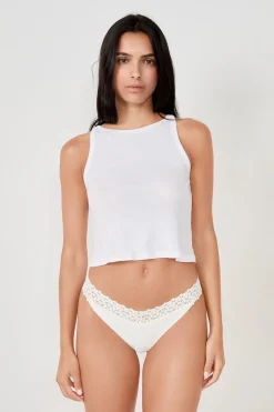 Tanga en V de microfibra y encaje