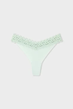 Tanga V-shape de microfibra y encaje