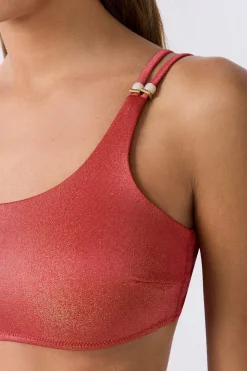 Top bikini asimétrico brillante