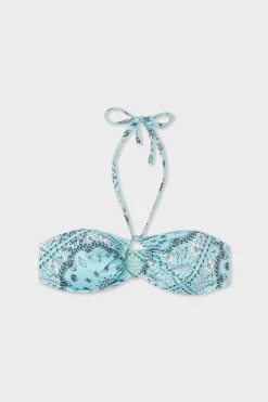 Top bikini bandeau estampado reversible