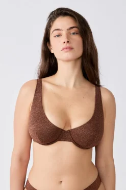 Top bikini triangular brillante