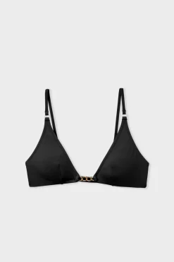 Top bikini triangular con detalle joya