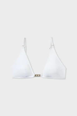 Top bikini triangular con detalle joya