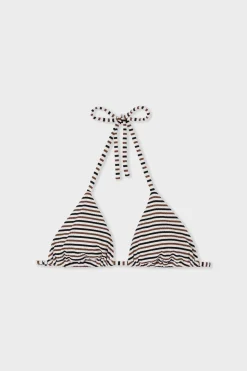 Top bikini triangular con rayas