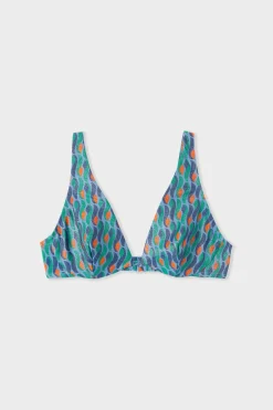 Top bikini triangular con aros