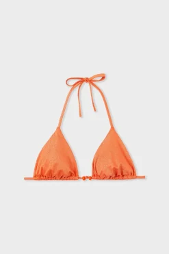Top bikini triangular detalle perla