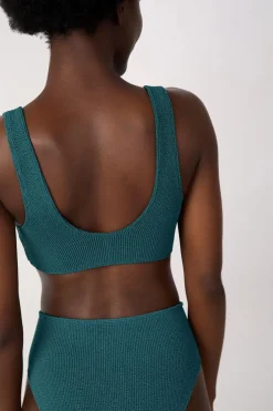 Top bikini triangular en material elástico