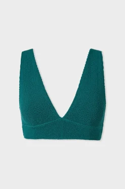 Top bikini triangular en material elástico