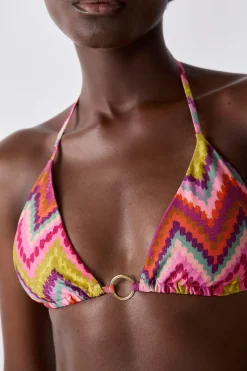 Top bikini triangular estampado