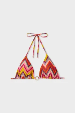 Top bikini triangular estampado