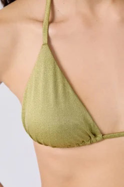 Top bikini triangular tejido brillante