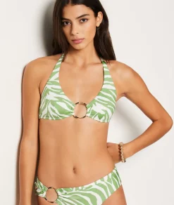 Top bikini triángulo con detalle de anillas