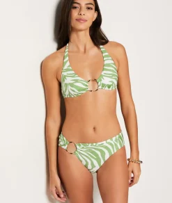 Top bikini triángulo con detalle de anillas
