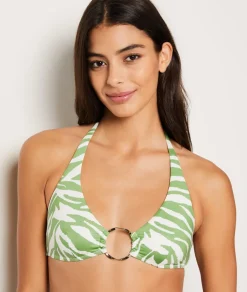 Top bikini triángulo con detalle de anillas