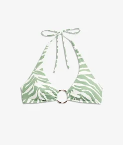 Top bikini triángulo con detalle de anillas