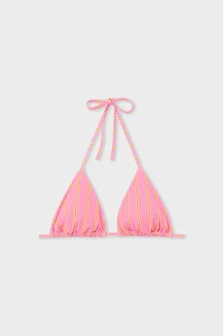 Top de bikini triangular a rayas