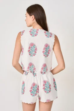 Top de pijama de algodón estampado