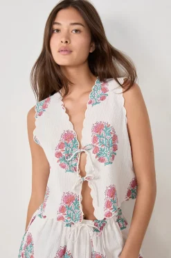 Top de pijama de algodón estampado