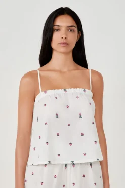 Top de pijama de algodón estampado