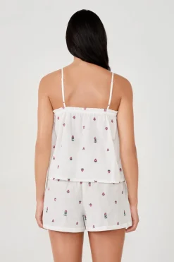 Top de pijama de algodón estampado