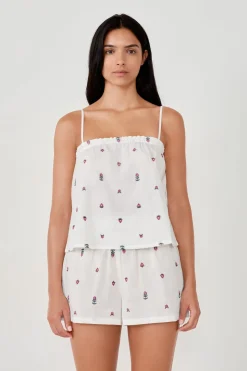 Top de pijama de algodón estampado