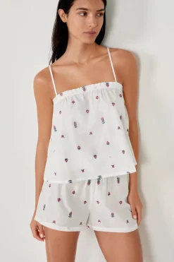 Top de pijama de algodón estampado