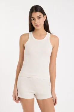 Top de pijama de cuello redondo con algodón