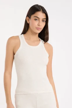 Top de pijama de cuello redondo con algodón