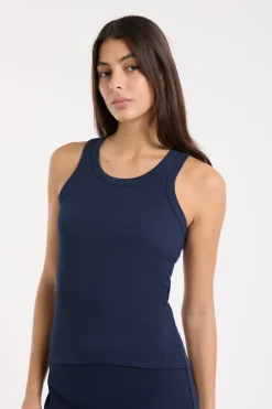 Top de pijama de cuello redondo con algodón