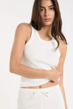 Top de pijama de cuello redondo con algodón