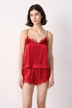 Top de seda con detalles de encaje