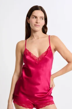 Top de seda con detalles de encaje