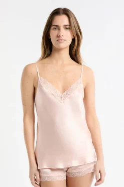 Top de seda con detalles de encaje