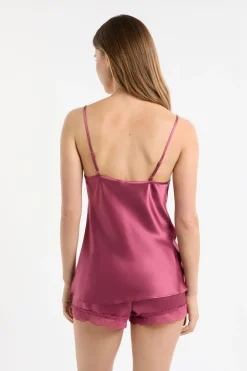 Top de seda con detalles de encaje