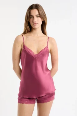 Top de seda con detalles de encaje