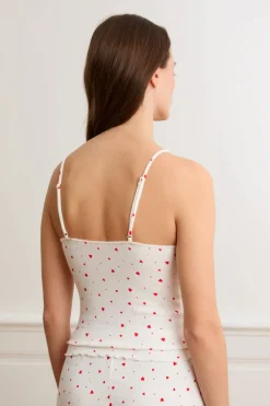 Top interior de punto calado con corazones de algodón