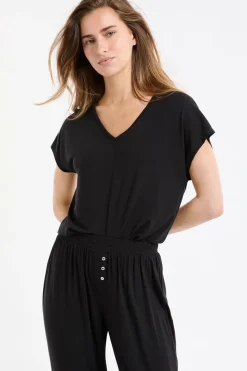 Top liso de manga corta