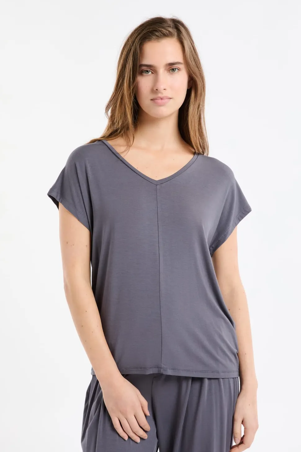 Top liso de manga corta