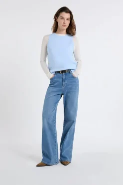 Top sin mangas de algodón con botones dorados