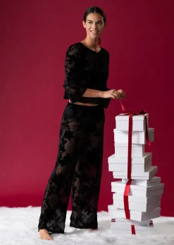 Top transparent à motif floral