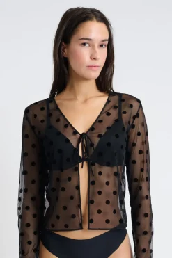 Top transparente de manga larga