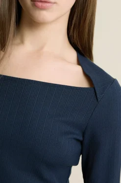 T-shirt manches longues encolure carrée